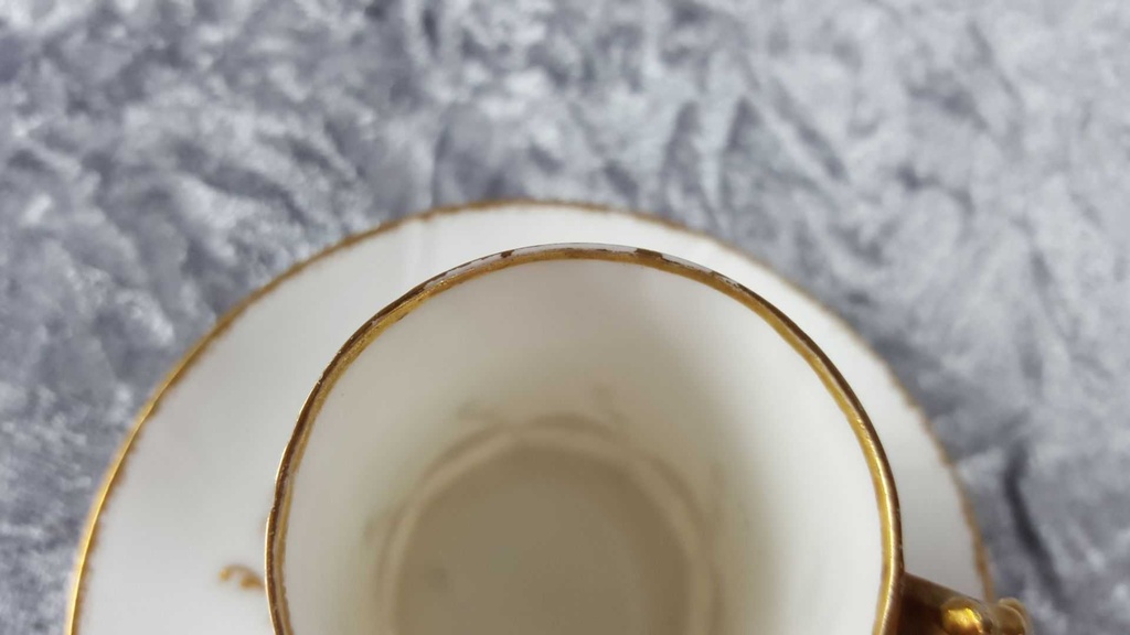 [45817900] Mokkatasse mit Untertasse Tasse Espressotasse Golddekor Limoges France gebraucht - gut Bild 6