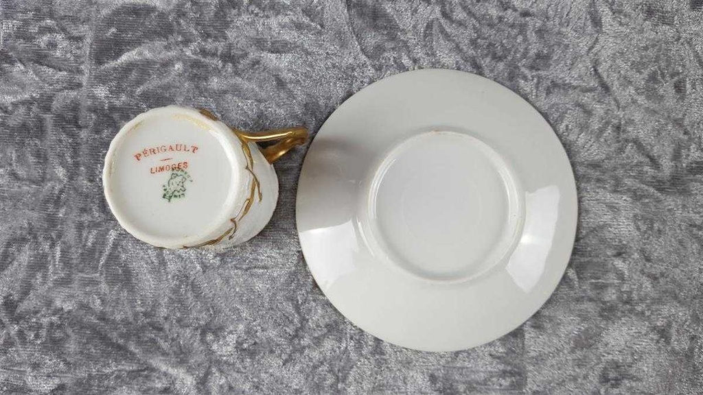 [45817900] Mokkatasse mit Untertasse Tasse Espressotasse Golddekor Limoges France gebraucht - gut Bild 7