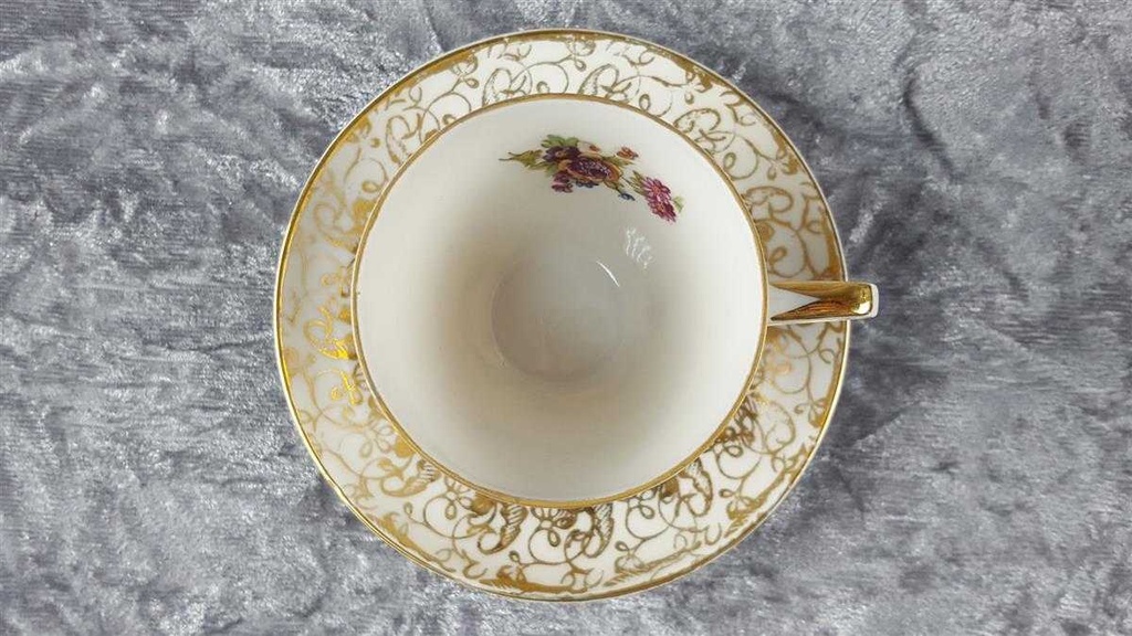[45817901] Mokkatasse Tasse Espressotasse mit Untertasse & Golddekor Kaiser Porzellan Alka Kunst gebraucht - gut Bild 4