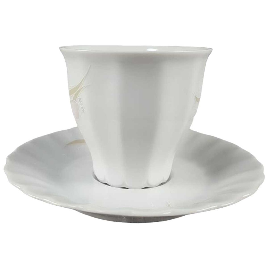 [45817958] Kaffeetasse mit Untertasse Tasse Eschenbach Toledo rosa graue Blüten gebraucht - sehr gut Bild 2