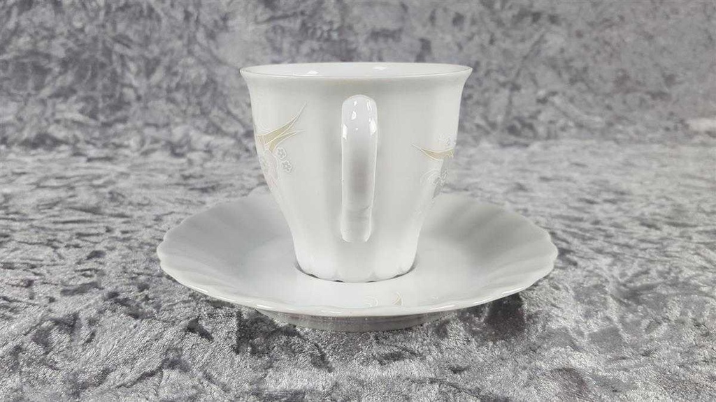 [45817958] Kaffeetasse mit Untertasse Tasse Eschenbach Toledo rosa graue Blüten gebraucht - sehr gut Bild 4