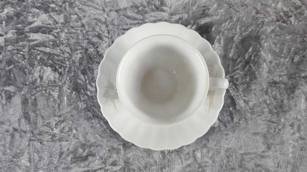 [45817958] Kaffeetasse mit Untertasse Tasse Eschenbach Toledo rosa graue Blüten gebraucht - sehr gut Bild 5