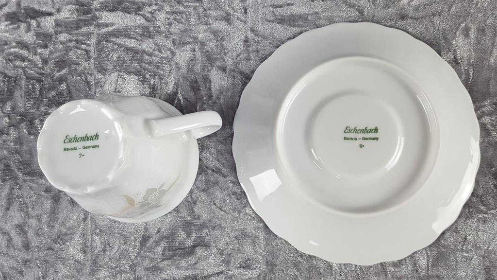 [45817958] Kaffeetasse mit Untertasse Tasse Eschenbach Toledo rosa graue Blüten gebraucht - sehr gut Bild 7