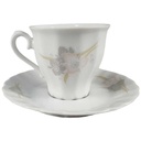 [45817959] Kaffeetasse mit Untertasse Tasse Eschenbach Toledo rosa graue Blüten gebraucht - gut Bild 2