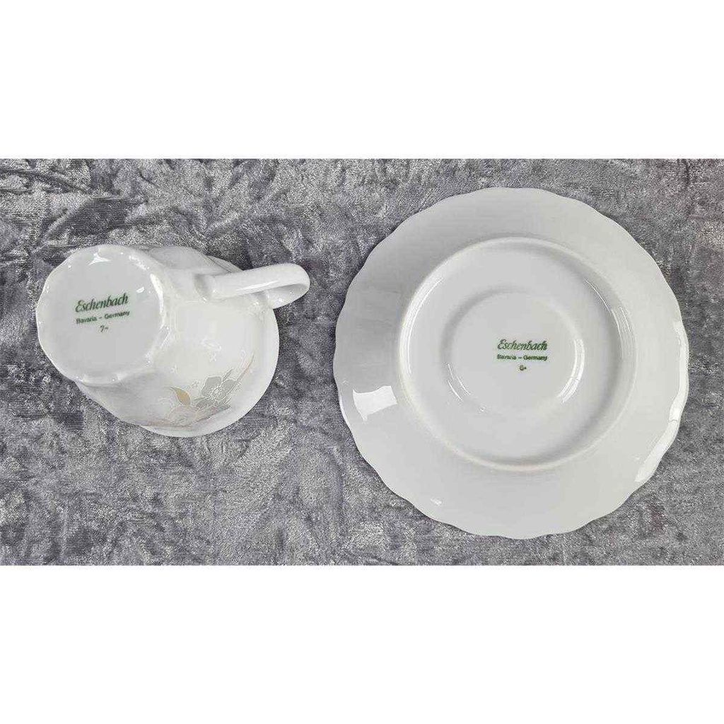 [45817959] Kaffeetasse mit Untertasse Tasse Eschenbach Toledo rosa graue Blüten gebraucht - gut Bild 5