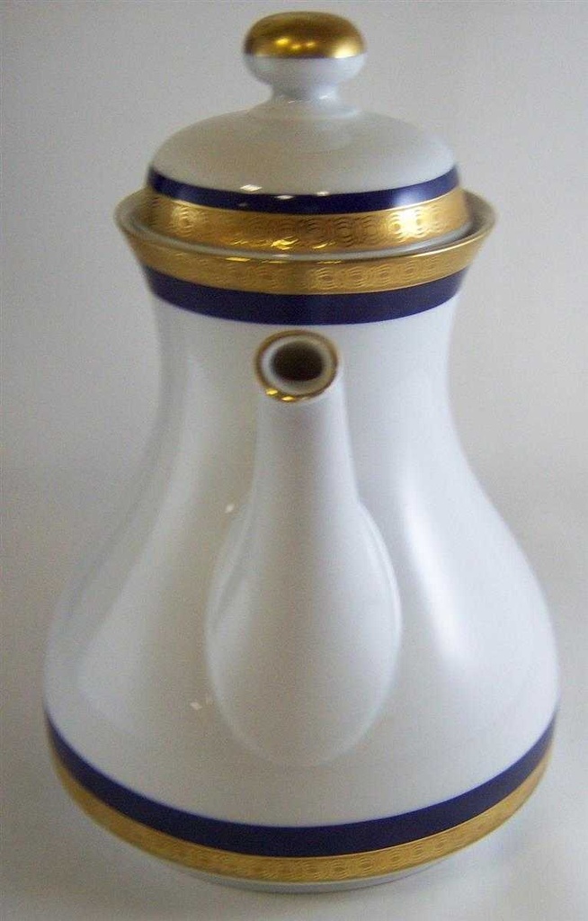 [4581808] Kaffeekanne 1,2 L Winterling Marktleuthen Kobaltrand mit Goldraute rund gebraucht - gut Bild 2
