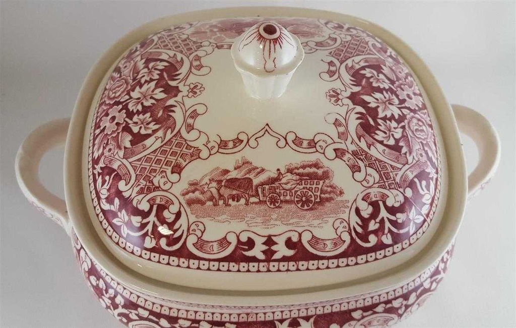[4581884] Ragoutterrine Suppenterrine Suppenschüssel Servierschüssel 1,9 L Royal Sphinx Maastricht Old England Rot gebraucht - sehr gut Bild 2