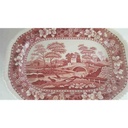 [4581897] Servierplatte Speiseplatte Fleischplatte Steakplatte groß mittelgroß 32,1x24 cm Spode Copeland Pink Tower Rot gebraucht - gut Bild 4