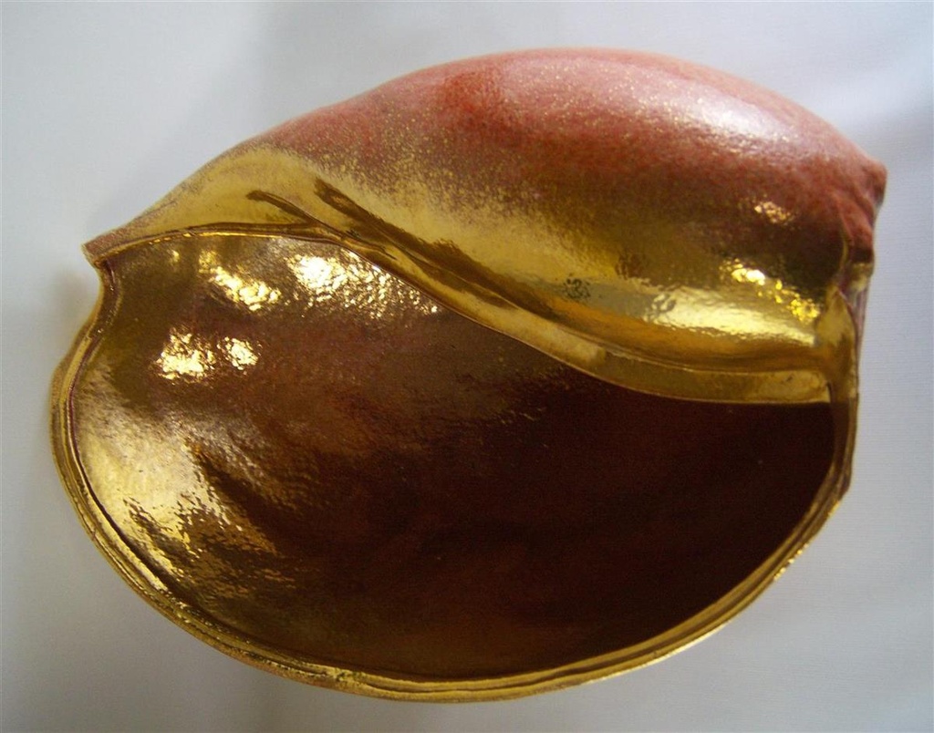 [458190] Keramik Schale Obstschale in Muschelform mit Gold groß L: 35 cm Bild 3