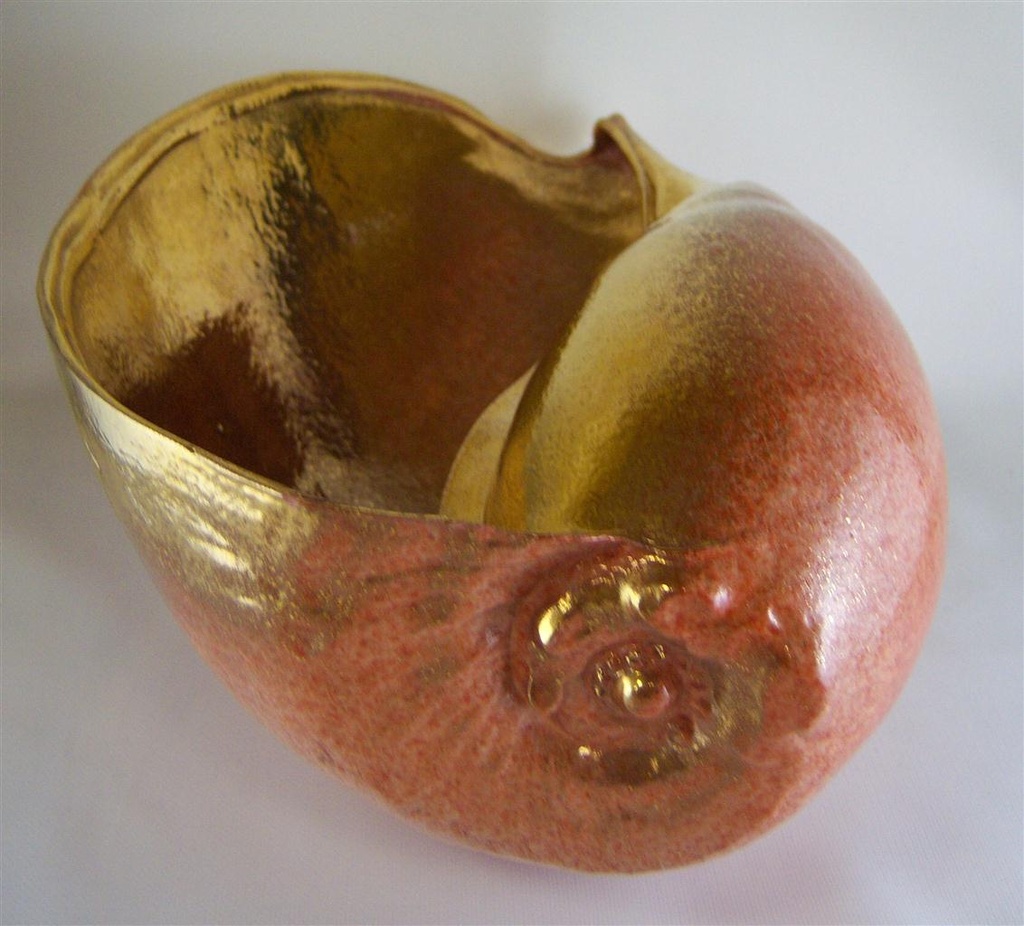 [458190] Keramik Schale Obstschale in Muschelform mit Gold groß L: 35 cm Bild 4