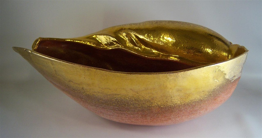 [458190] Keramik Schale Obstschale in Muschelform mit Gold groß L: 35 cm Bild 5