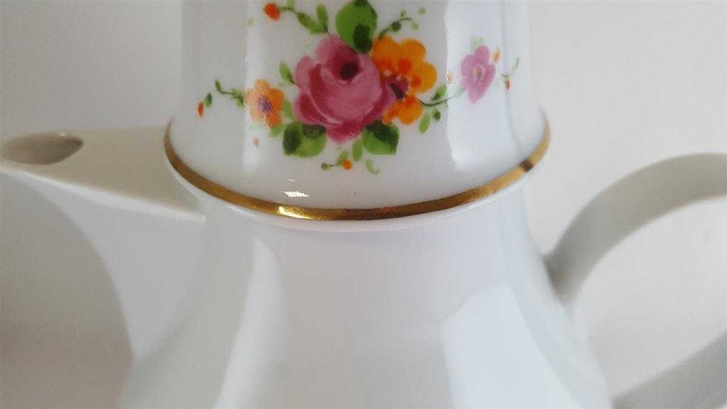 [4581998] Kaffeekanne Goldrand 1,3 L Graf von Henneberg Blumendekor Blumen gebraucht - sehr gut Bild 3