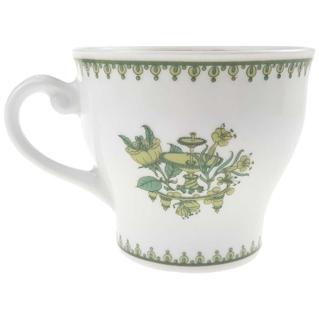 [98065] Kaffeetasse Tirschenreuth Unbekannte Formen Grüne Blumen mit Fransen gebraucht - gut Bild 2