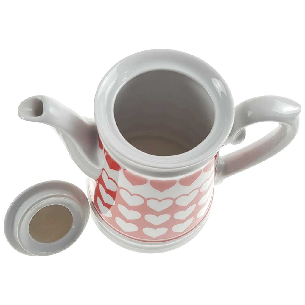 [98105] Kaffeekanne 1,05 L Winterling Schwarzenbach Herzchen rot weiß gebraucht - gut Bild 2