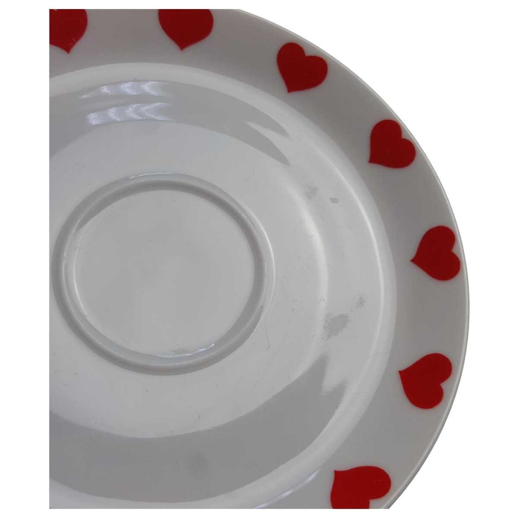 [98108] Untertasse für Kaffee 14,4 cm Winterling Schwarzenbach Herzchen rot weiß gebraucht - akzeptabel Bild 2