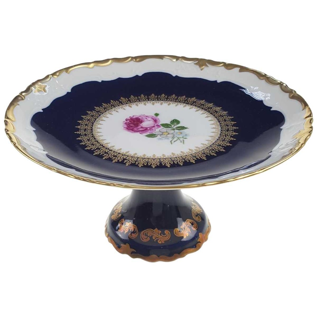 [98141] Schale auf Fuß Goldrand 19,7 cm Reichenbach Blumendekor Blumen gebraucht - sehr gut Bild 2