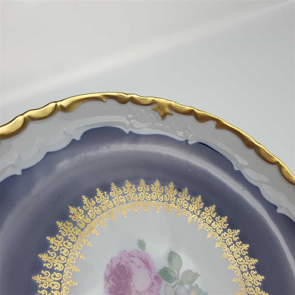 [98141] Schale auf Fuß Goldrand 19,7 cm Reichenbach Blumendekor Blumen gebraucht - sehr gut Bild 5