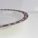 [98186] Suppenteller 21,5 cm Winterling Kirchenlamitz Brauner Rand weiße Kreise gebraucht - gut Bild 4