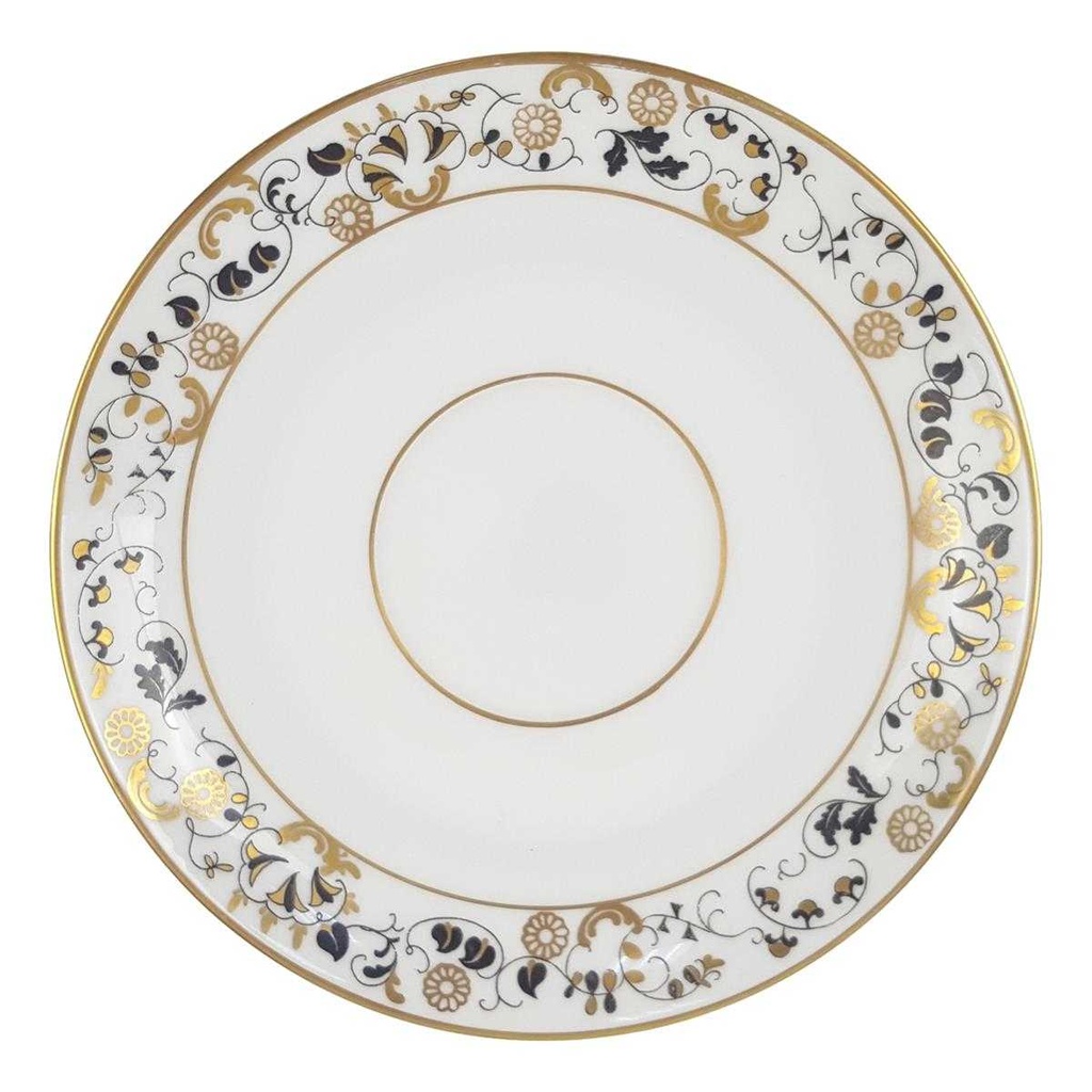 [98194] Sammelgedeck 3tlg Roloff Handmalerei schwarz gold Dekor Untertasse Kuchenteller Teetasse gebraucht - sehr gut Bild 4