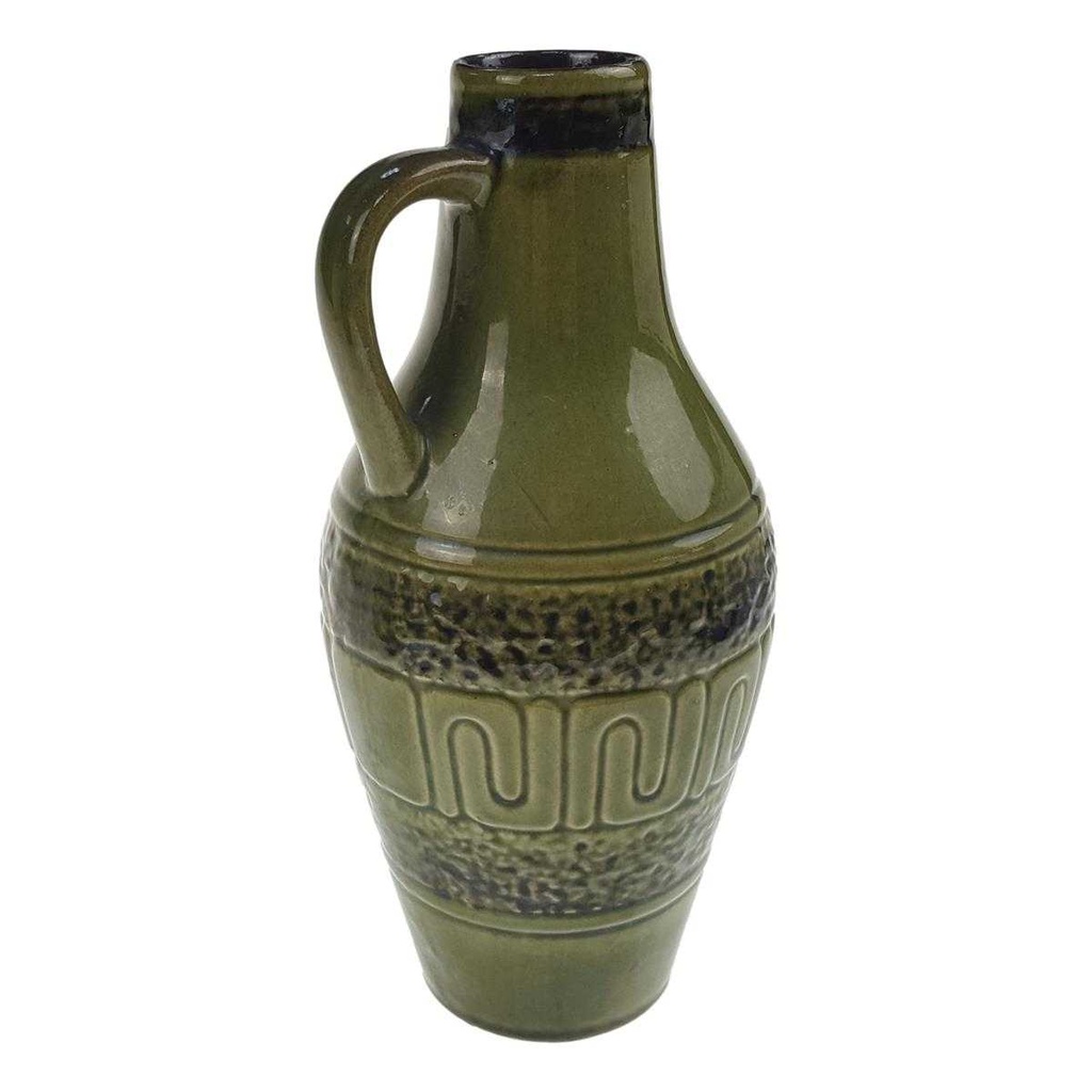 [98245] Henkelvase 22 cm VEB Haldensleben Grün gebraucht - gut Bild 3