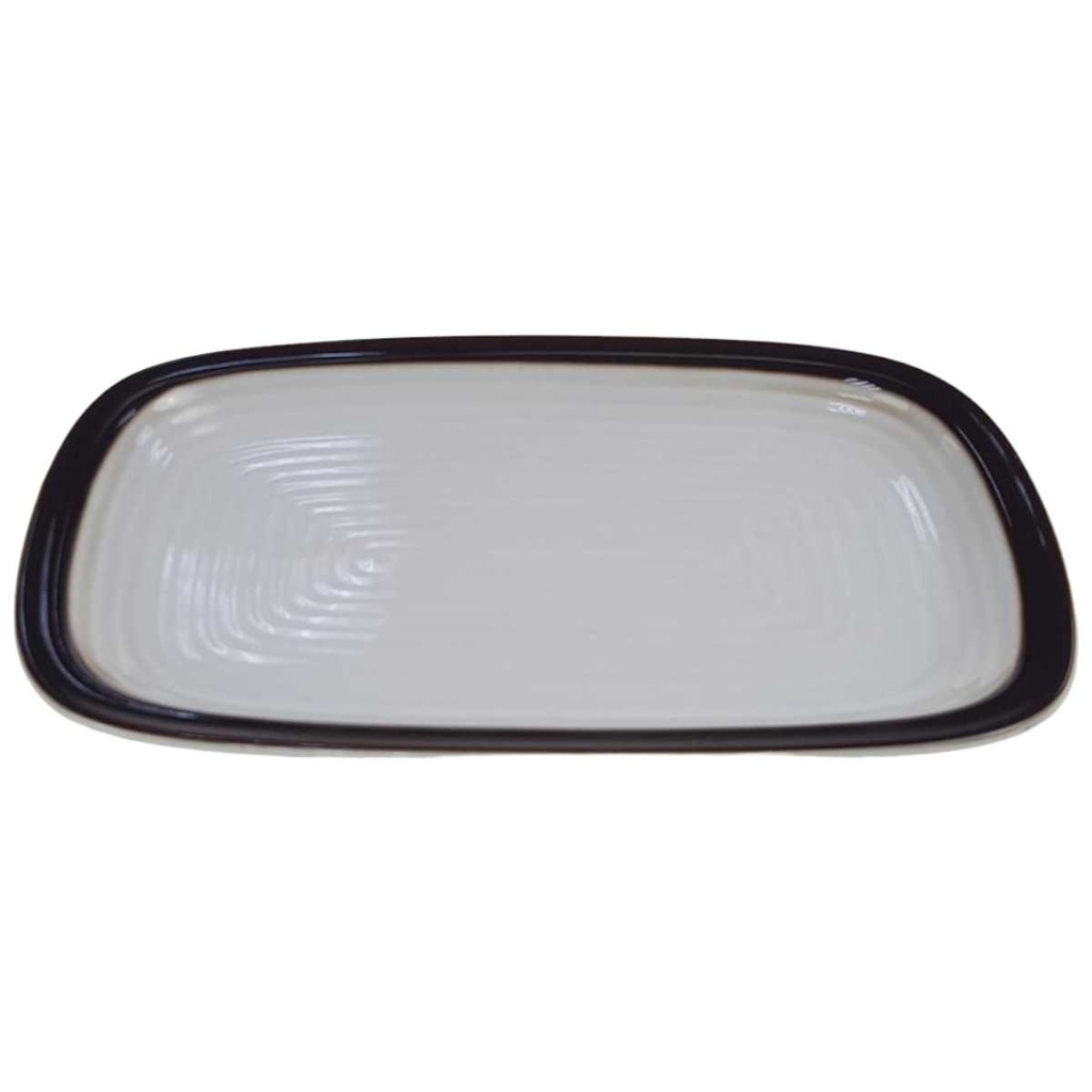 [98291] Servierplatte Speiseplatte klein 31,5x20,4 cm Winterling Röslau Relief brauner Rand gebraucht - gut Bild 2