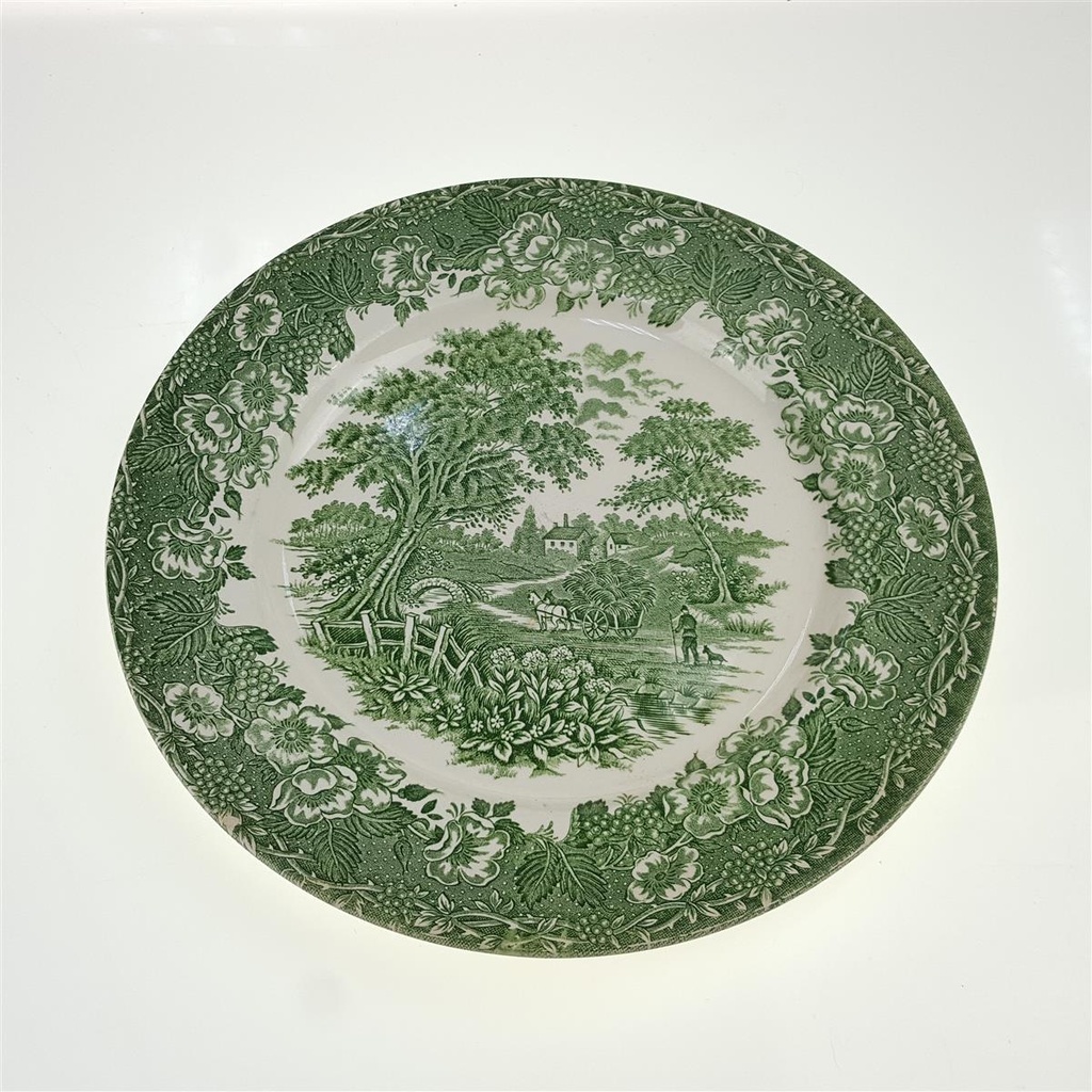 [98320] Speiseteller 24,5 cm English Ironstone Tableware (EIT) EIT England Heuwagen Grün gebraucht - akzeptabel Bild 2