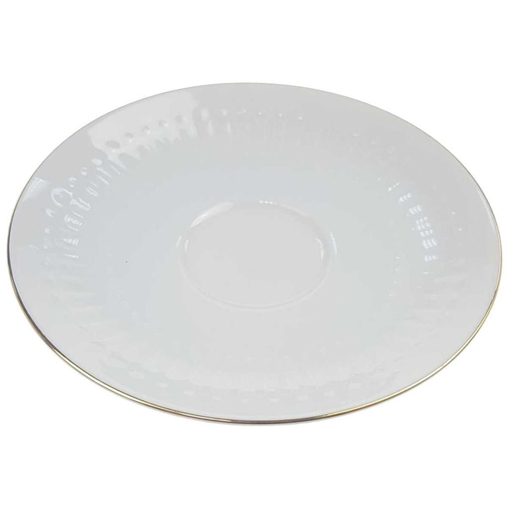 [98327] Untertasse für Kaffee Goldrand 14,2 cm Winterling Kirchenlamitz Relief Weiß mit gebraucht - gut Bild 2