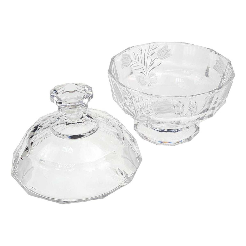 [98365] Deckeldose Bonboniere Ätzdekor 16 cm H 19,5 Kristallglas Bild 7