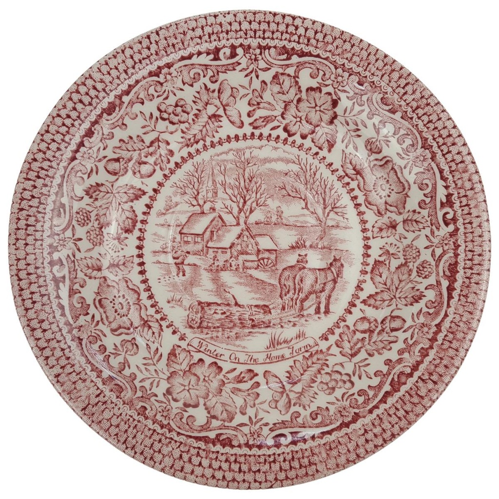 [100014] Untertasse für Kaffee 15 cm English Ironstone Tableware (EIT) EIT England Four Seasons Winter On The Home Farm gebraucht - akzeptabel