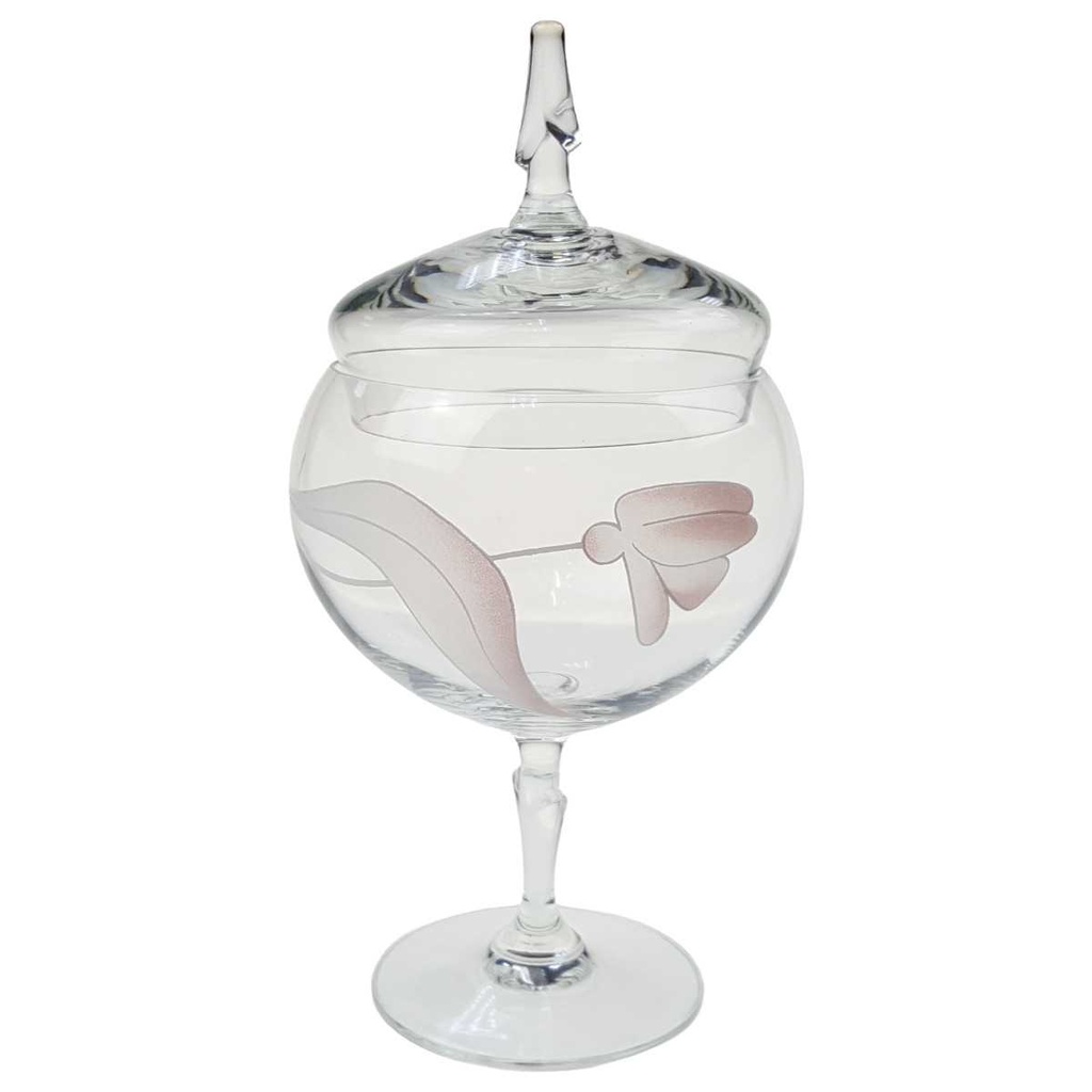 [100017] Deckeldose Blumen Glas