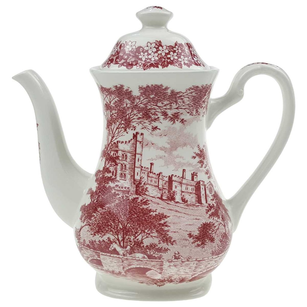 Kaffeekanne 1,25 L J & G Meakin England Haddon Hall Rot Historismus gebraucht - gut