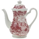 Kaffeekanne 1,25 L J & G Meakin England Haddon Hall Rot Historismus gebraucht - gut