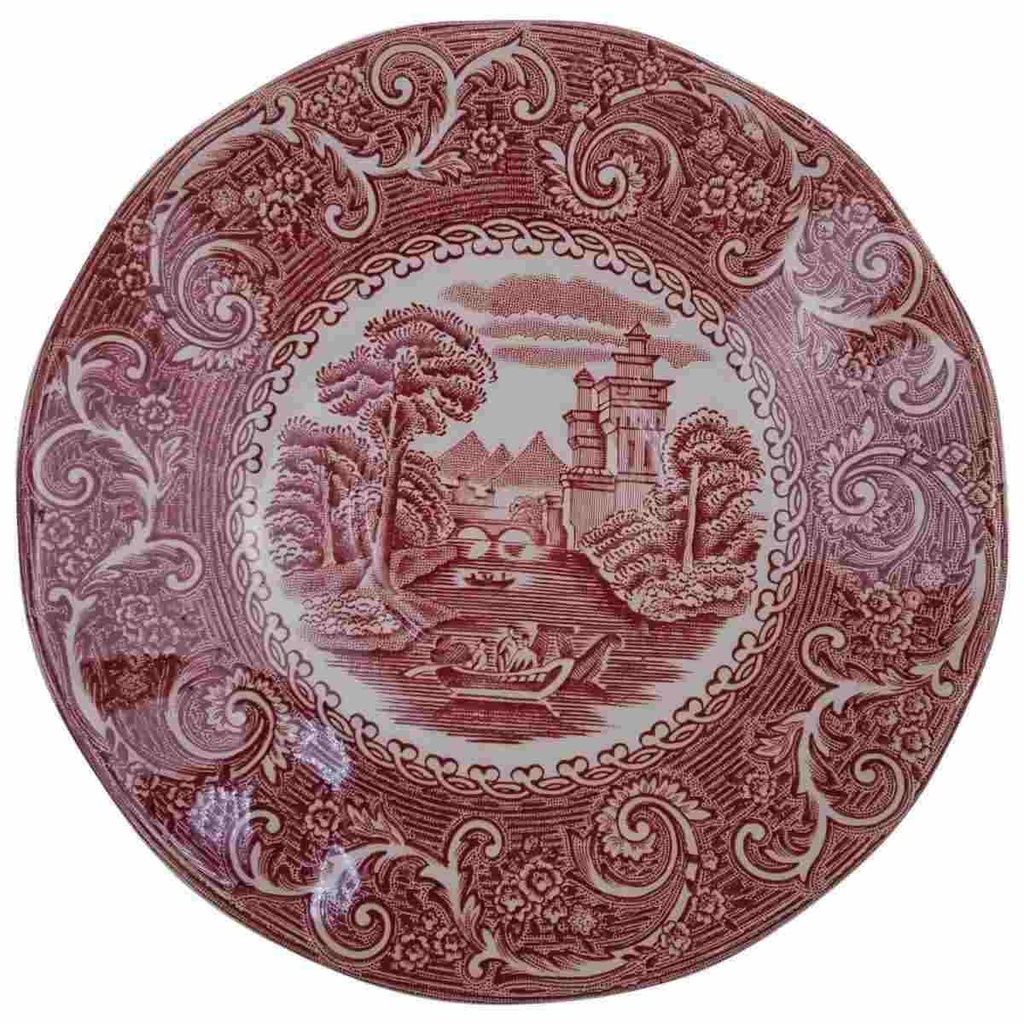 [100040] Untertasse für Kaffee 14,5 cm Enoch Wedgwood River Scene Rot gebraucht - gut