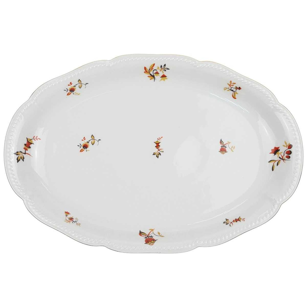 [100048] Servierplatte Goldrand 35,2x23,7 cm Seltmann Weiden Retro Blumendekor Kordelrand II. Wahl gebraucht - sehr gut