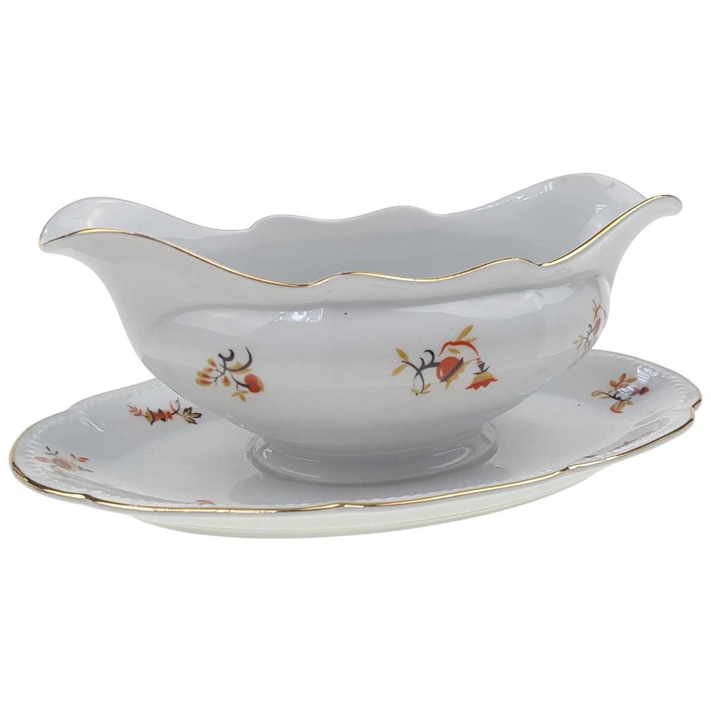 Sauciere Goldrand 1tlg Seltmann Weiden Retro Blumendekor Kordelrand II. Wahl gebraucht - sehr gut