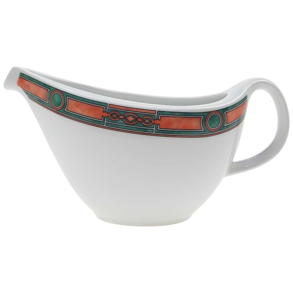 [100055] Sauciere Botticelli Design Grün Lachsrosa Dekor gebraucht - gut