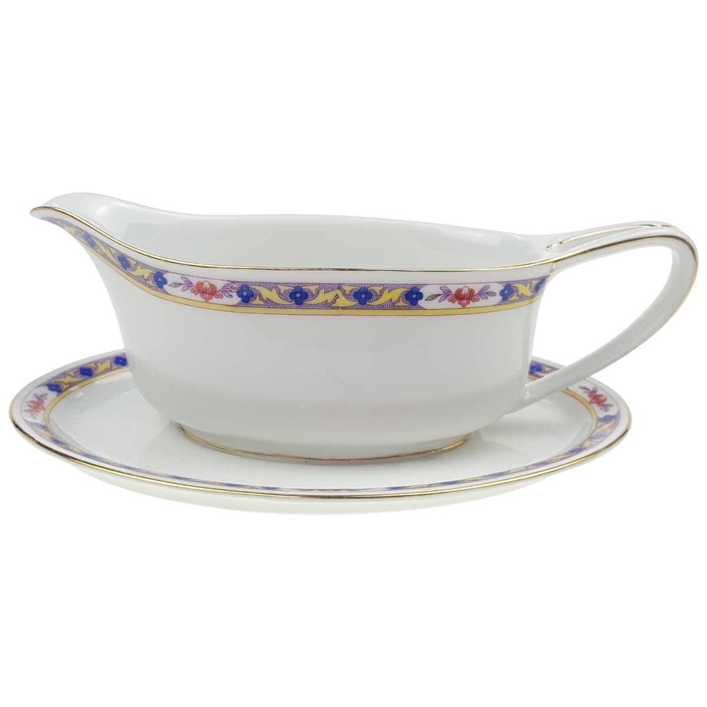 [100066] Sauciere Goldrand 0,45 L Rosenthal Botticelli Bunte Blumenranke Bavaria Selb gebraucht - gut