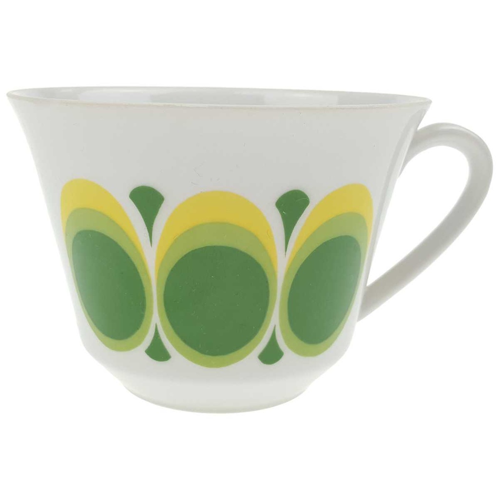 [100154] Kaffeetasse Seltmann Weiden gelb grün Dekor 07 42761 Retro gebraucht - gut