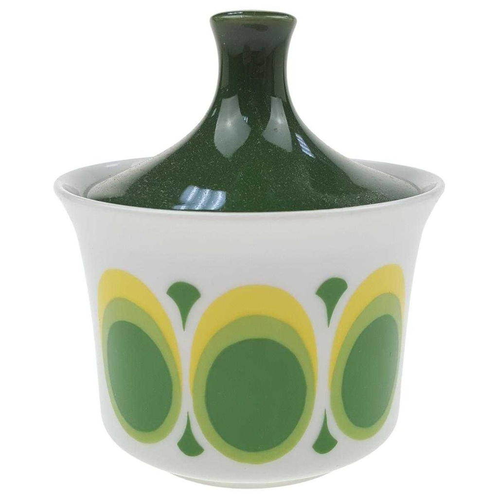 [100202] Zuckerdose Seltmann Weiden gelb grün Dekor 07 42761 Retro gebraucht - gut