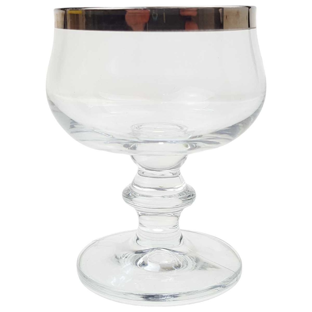 [100246] Likörschale H 7,5 cm Glas Platinrand