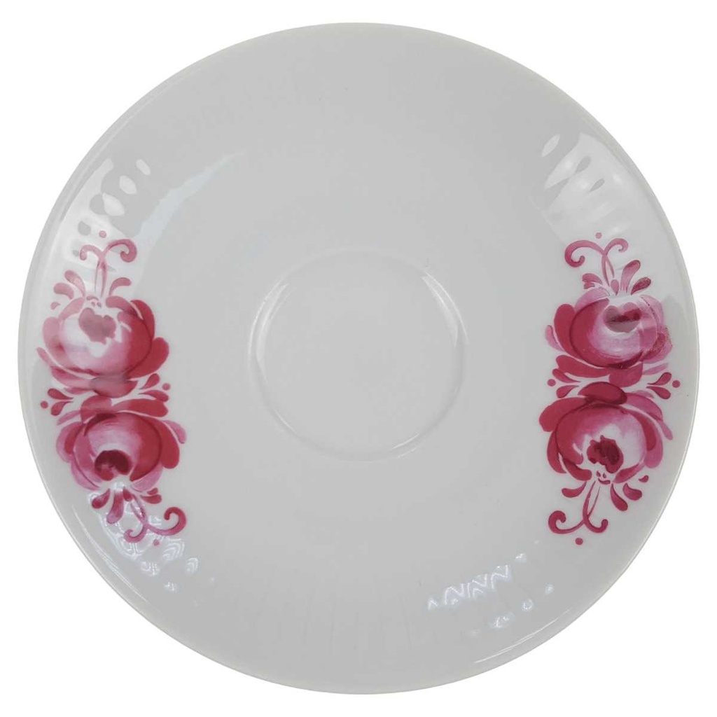 [100277] Untertasse für Kaffee 14 cm Winterling Kirchenlamitz rosa Blumen Relief gebraucht - gut