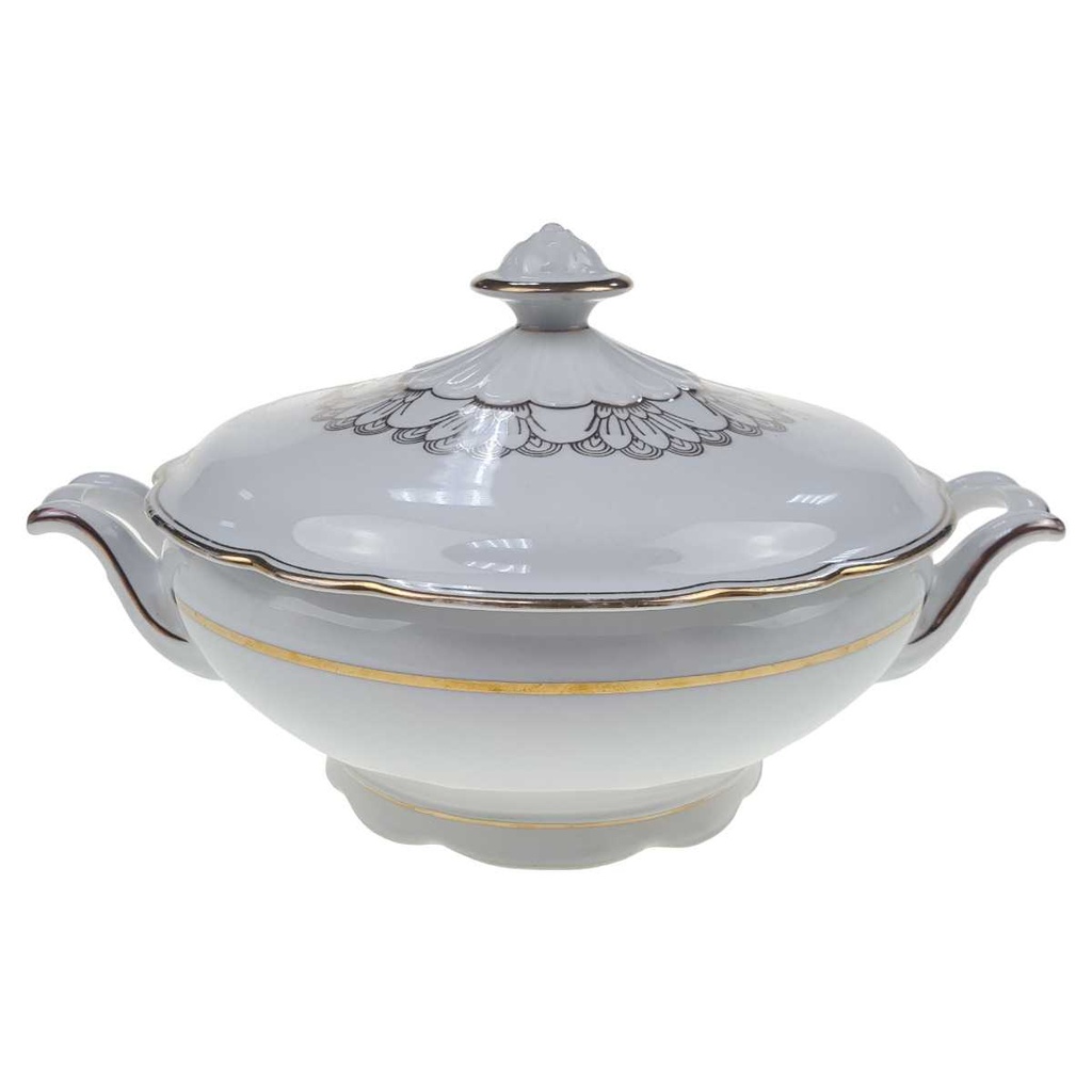 [100313] Ragoutterrine Servierschüssel Goldrand Golddekor 1,2 L Schirnding Bavaria gebraucht - akzeptabel