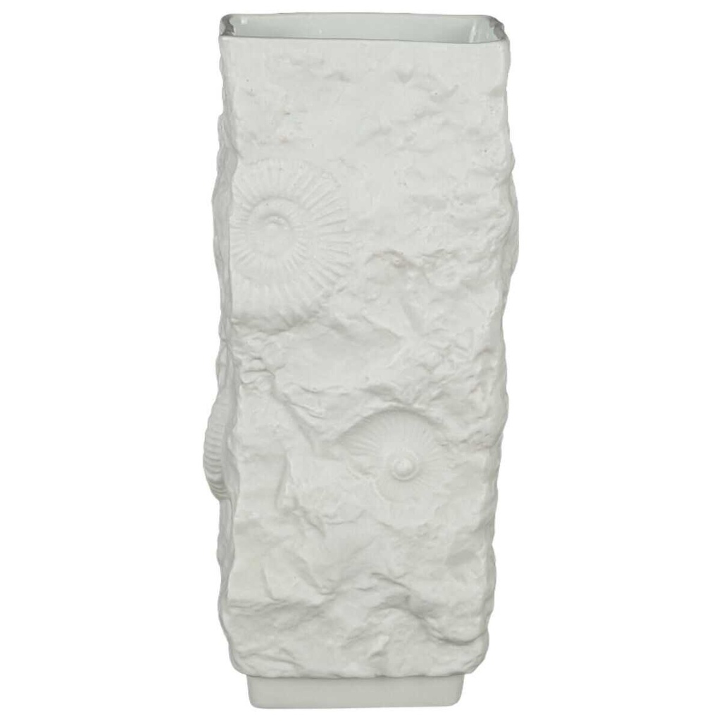 [100322] Vase Blumenvase 18,5 cm AK Kaiser Muscheldekor Weiß Porzellan Bisquitporzellan gebraucht - gut