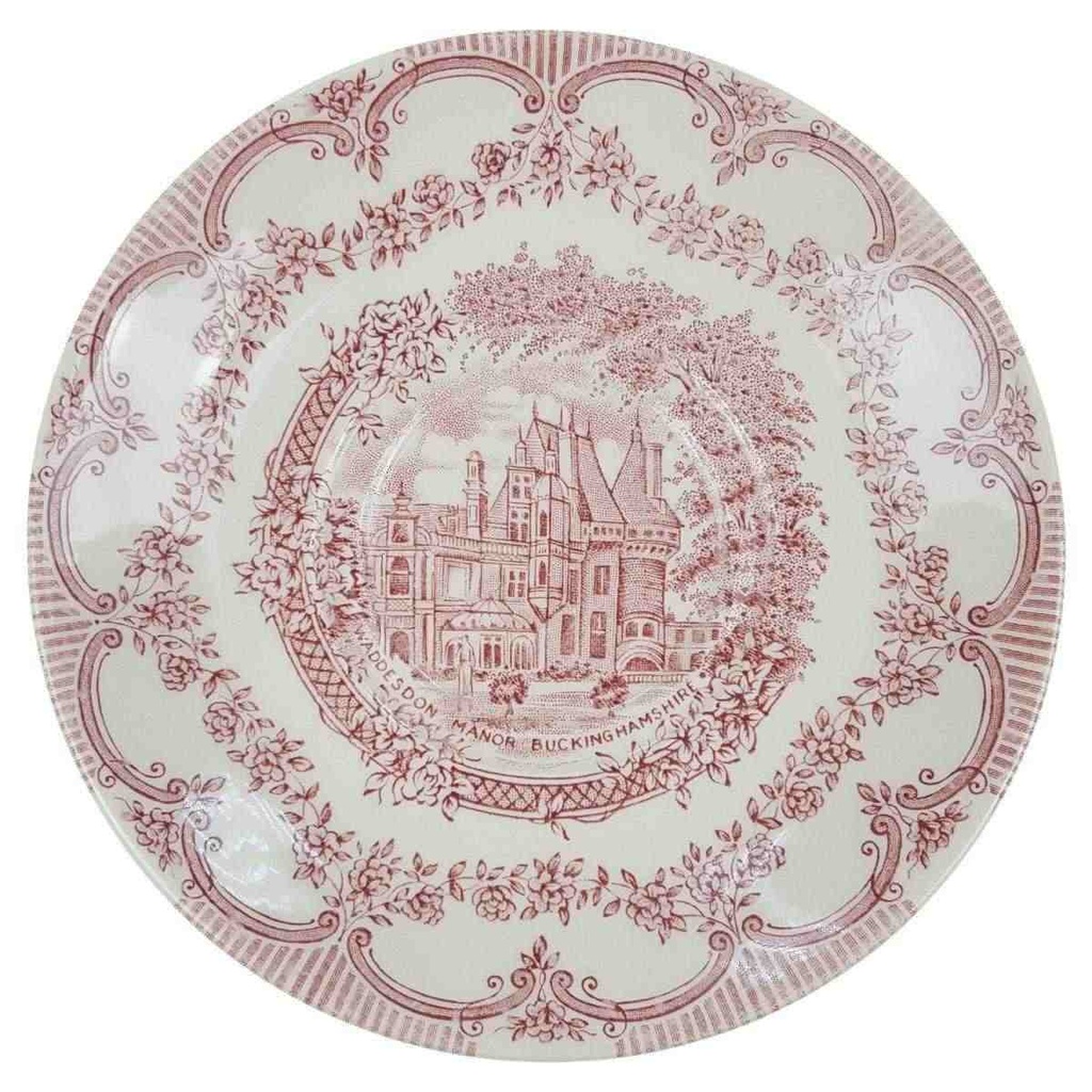 [123111] Untertasse für Kaffee 14 cm English Ironstone Tableware (EIT) EIT England Waddesdon Manor Buckinghamshire Rot gebraucht - gut