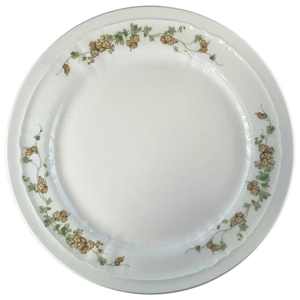 [129283] Kuchenteller Dessertteller 19,4 cm Eschenbach Salzburg braun grüne Ranke gebraucht - sehr gut