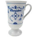 Pharisäertasse Tasse Kakaobecher auf Fuß Julius Lange Kahla Indisch Blau Strohblume Modell #1 gebraucht - sehr gut