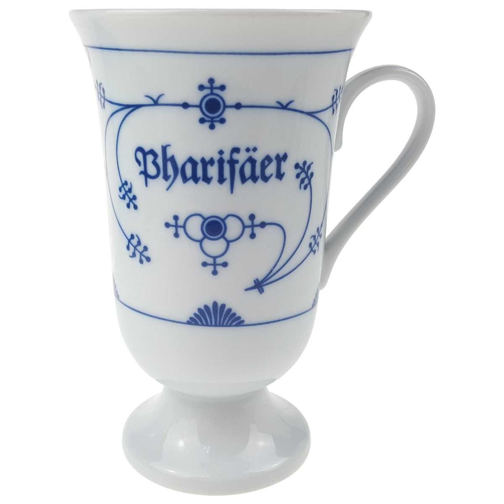 [129293] Pharisäertasse Tasse Kakaobecher auf Fuß Julius Lange Kahla Indisch Blau Strohblume Modell #2 gebraucht - sehr gut