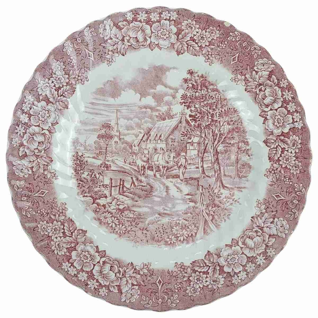 [129319] Speiseteller 25,2 cm British Anchor Hocking Memory Lane Rot gebraucht - sehr gut akzeptabel