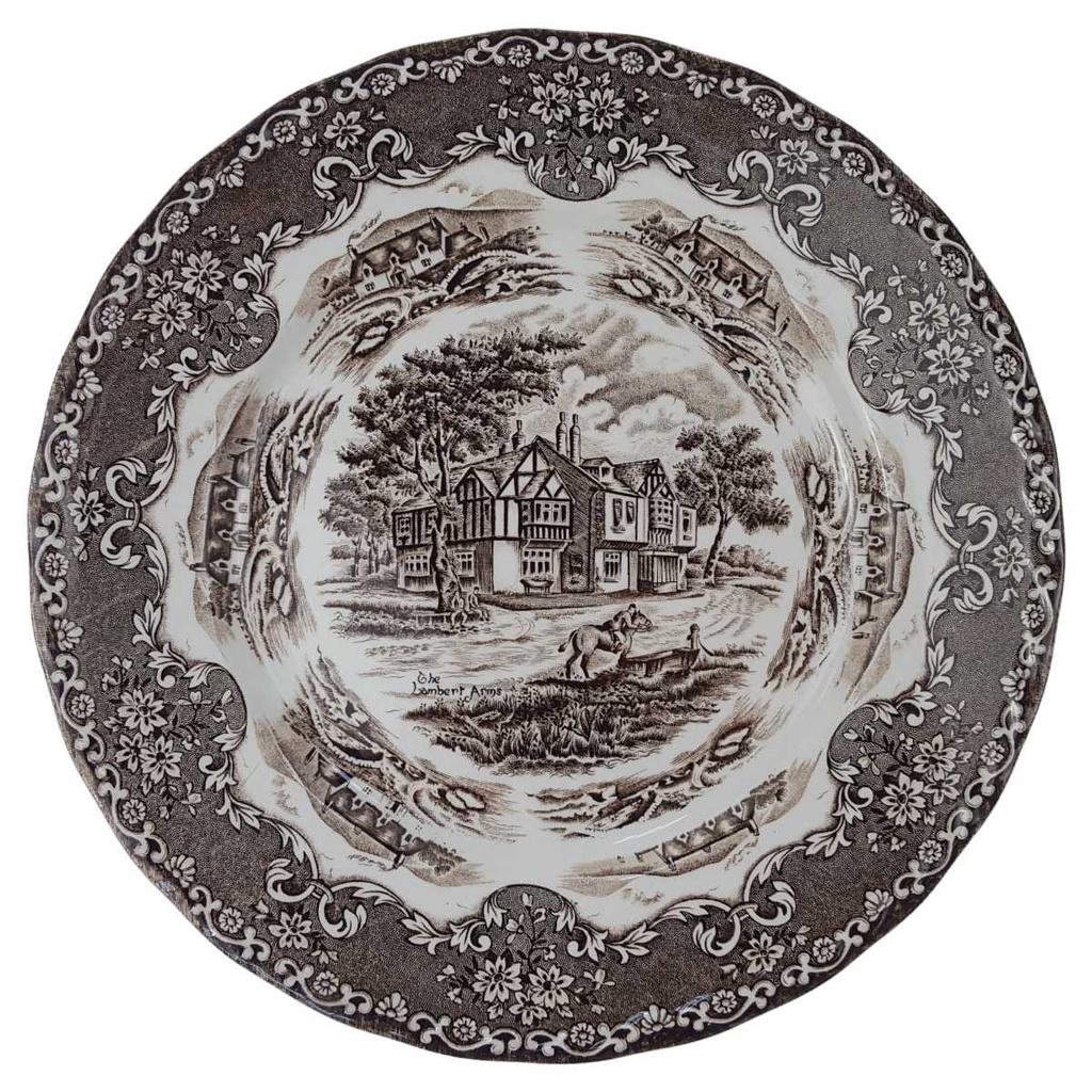[129320] Speiseteller 25,5 cm Grindley English Country Inns braun gebraucht - sehr gut