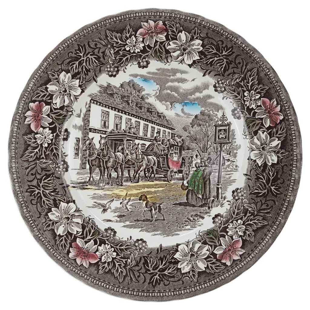 Speiseteller 25,2 cm Royal Tudor Coaching Taverns braun gebraucht - sehr gut
